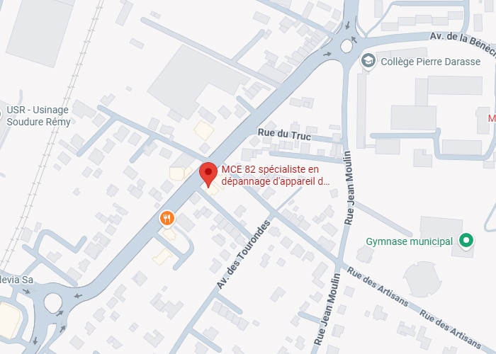 MCE 82 Dépannage : Carte et localisation Rue du Truc Plan de localisation MCE 82, spécialiste en dépannage d'appareil. Intersection Rue du Truc / Av. des Tourondes. Près du Collège Pierre Darasse.